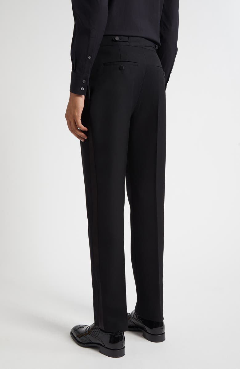 McQueen Wool Tuxedo Trousers, Alternate, color, Black