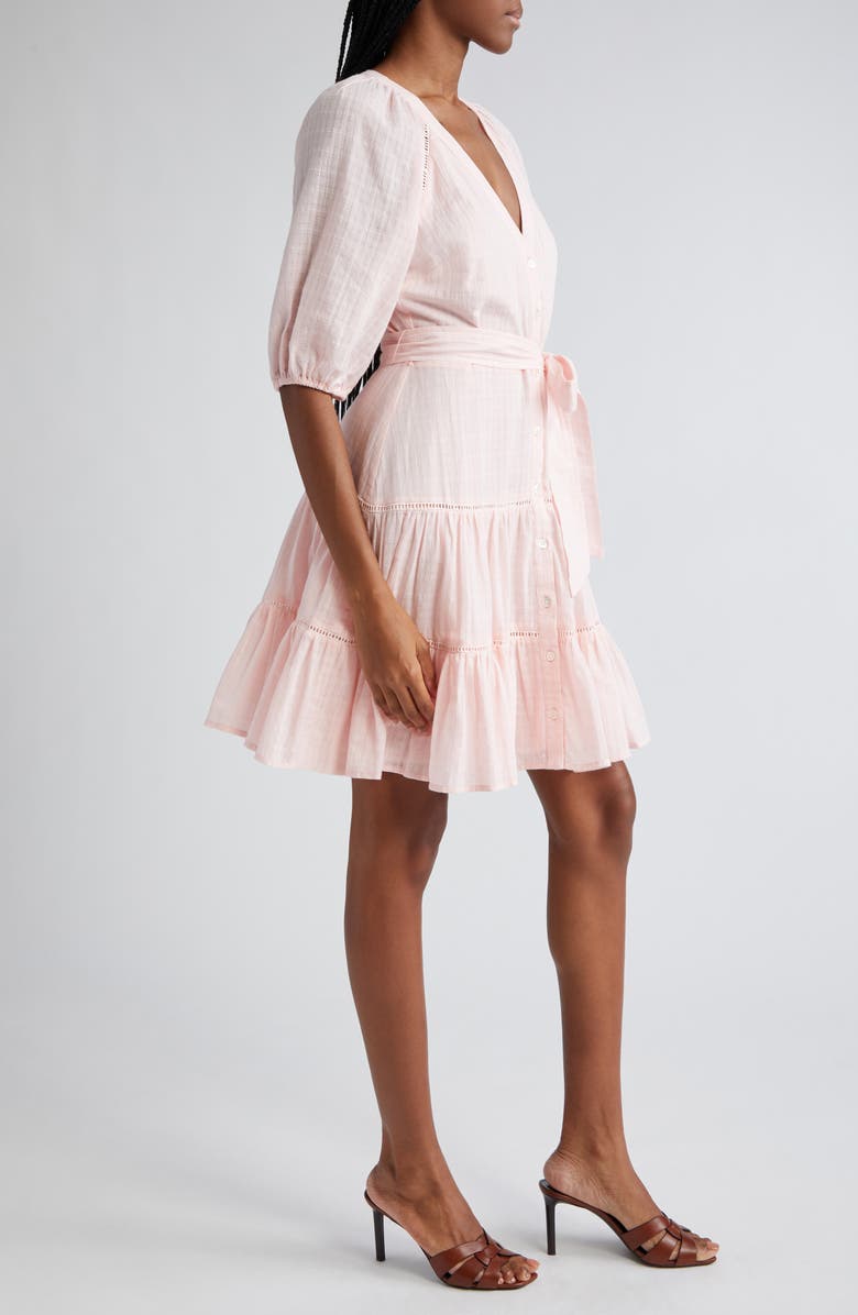 Veronica Beard Dewey Tiered Cotton Button-Up Dress, Alternate, color, Pink Haze