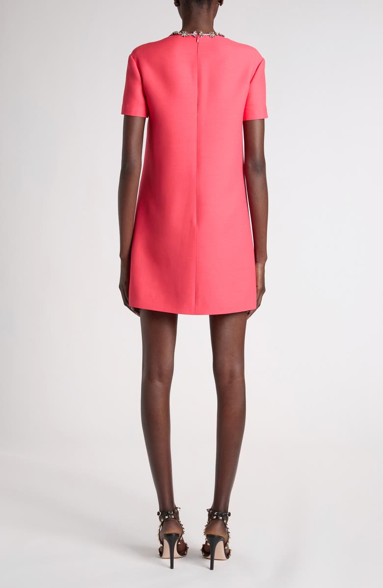 Valentino Garavani Rhinestone Embellished Wool & Silk Crepe Couture Minidress, Alternate, color, Pink