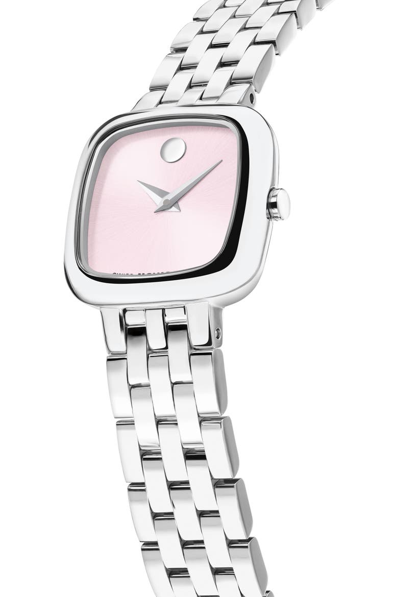 Museum Classic Cushion Case Bracelet Watch, 20mm x 22mm, Alternate, color, PINK/ SILVER