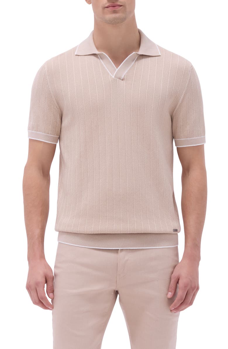 Bugatchi Johnny Collar Rib Polo, Main, color, Sand