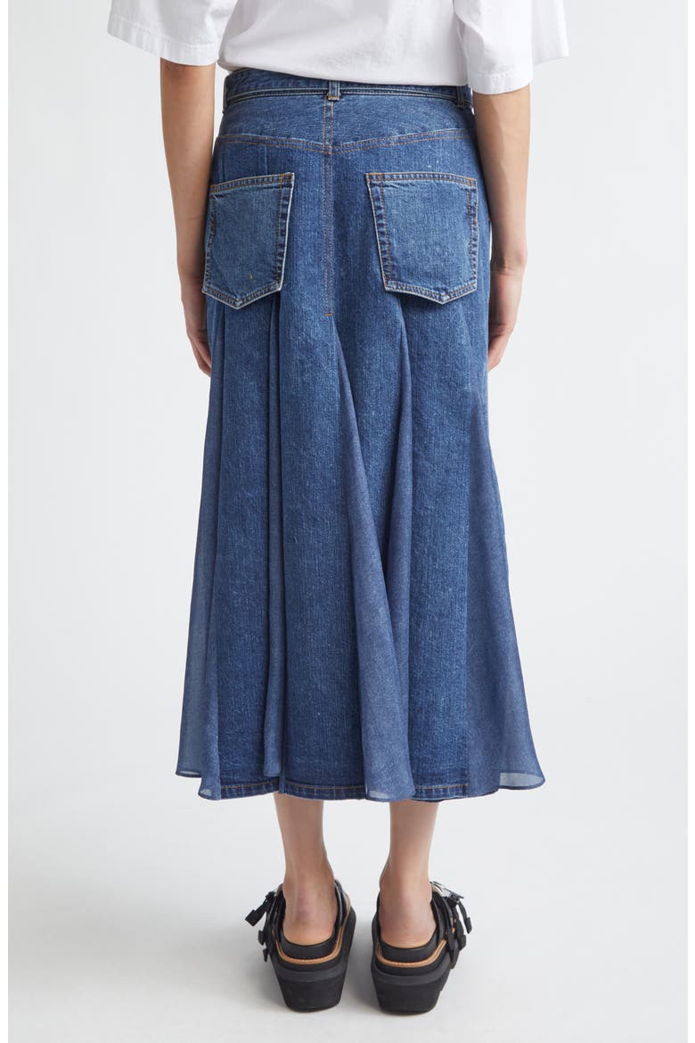 Belted Denim Midi Skirt, Alternate, color, BLUE