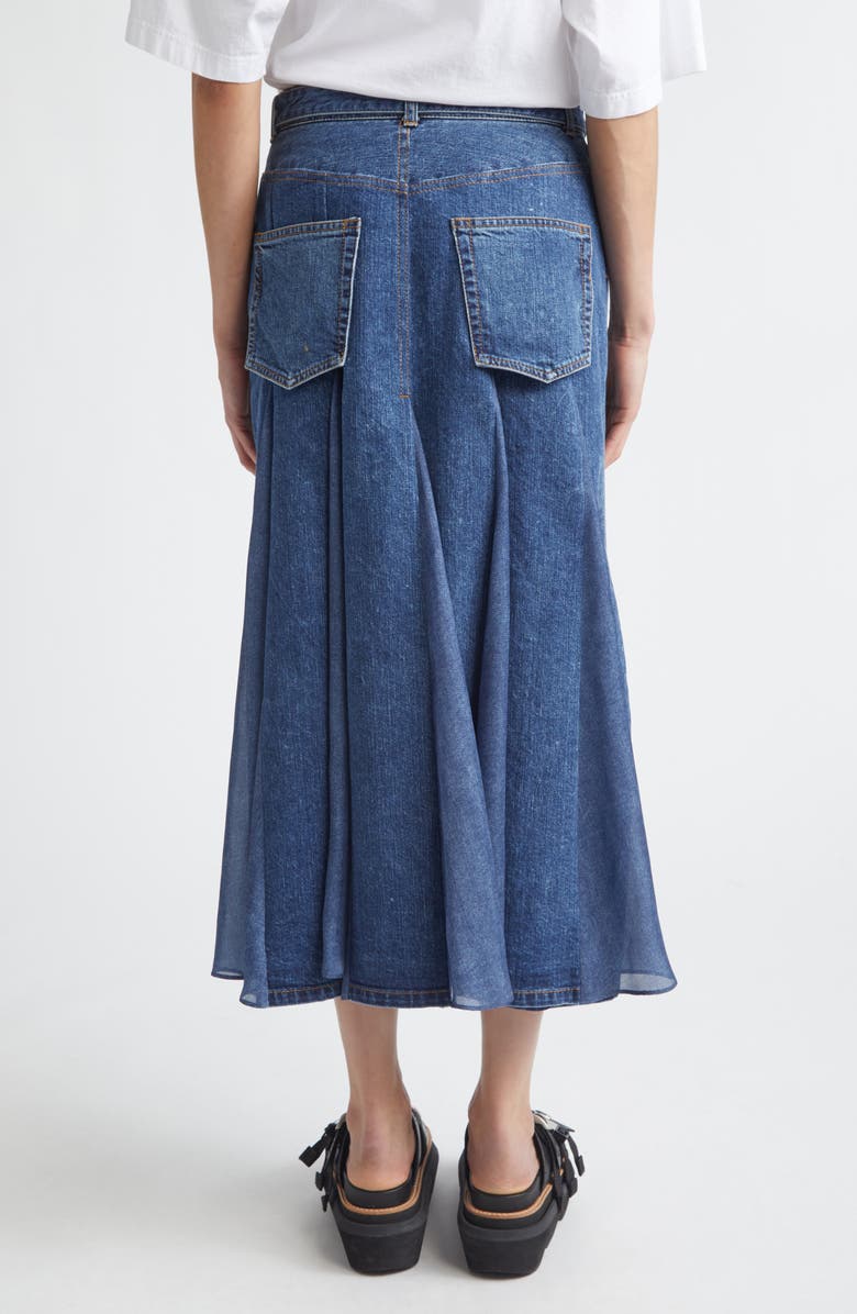 Sacai Belted Denim Midi Skirt, Alternate, color, Blue
