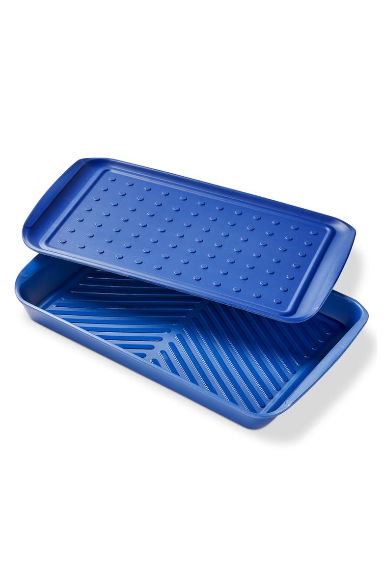 tag Melmn Grill Marinade & Prep Tray S/2 Blue Melamine Summer, Main, color, Blue