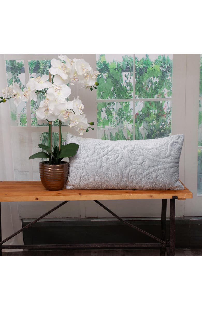 PARKLAND COLLECTION Tufted Velvet Oblong Throw Pillow, Alternate, color, Grey