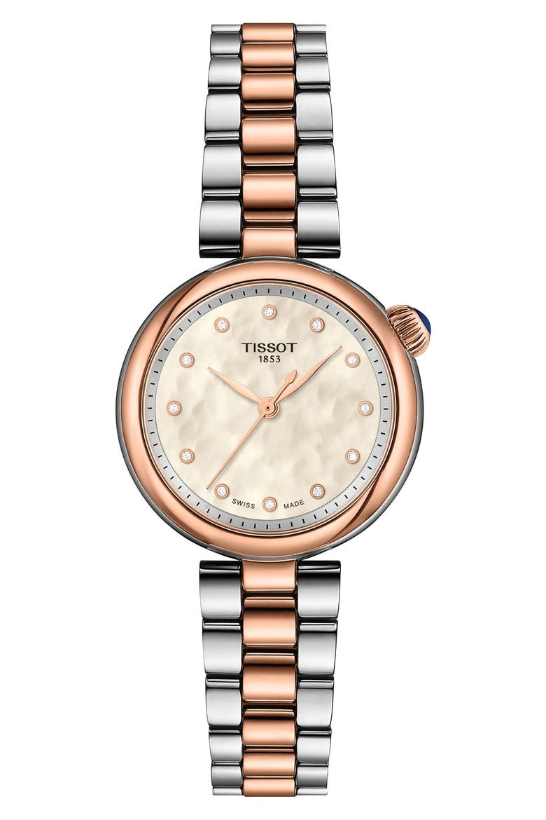 Desir Mother-of-Pearl & Diamond Two-Tone Watch, 28mm, Main, color, TWO TONE
