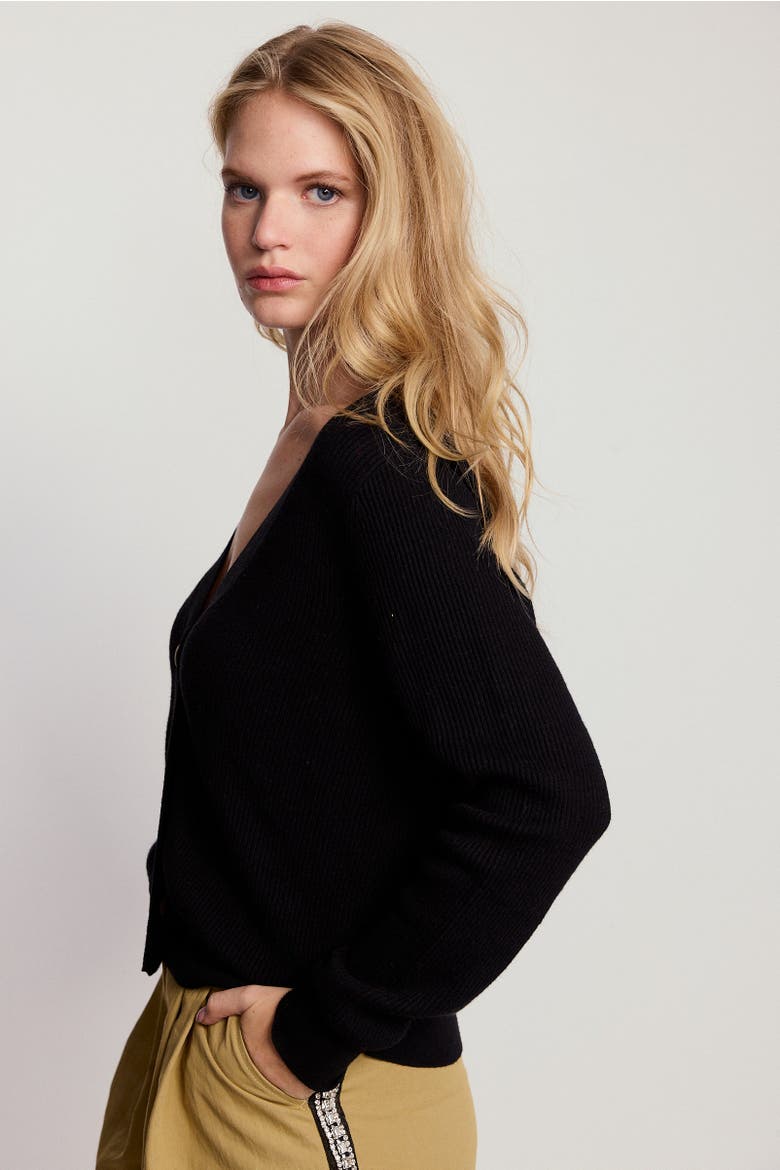 The V-Neck Cotton Cashmere Sweater, Alternate, color, Black