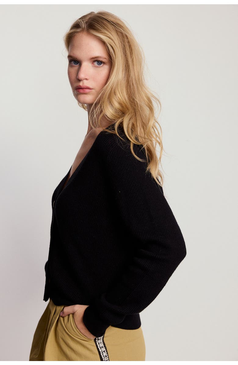 The Shirt by Rochelle Behrens The V-Neck Cotton Cashmere Sweater, Alternate, color, Black