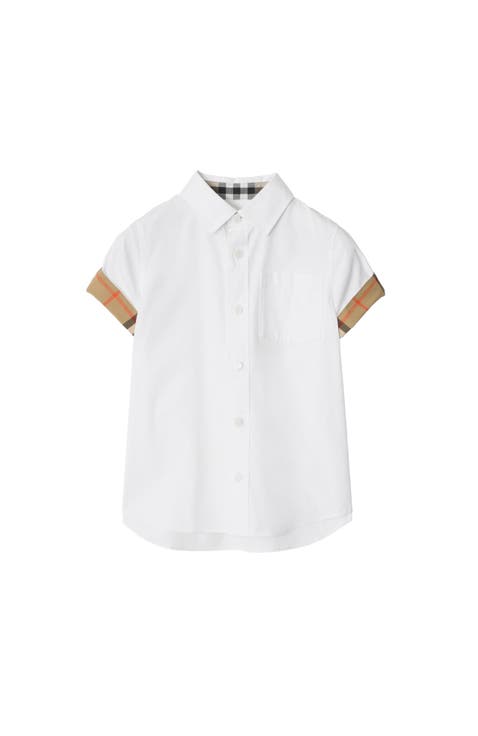 Check Trim Cotton Poplin Shirt