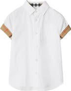 Burberry Check Trim Cotton Poplin Shirt