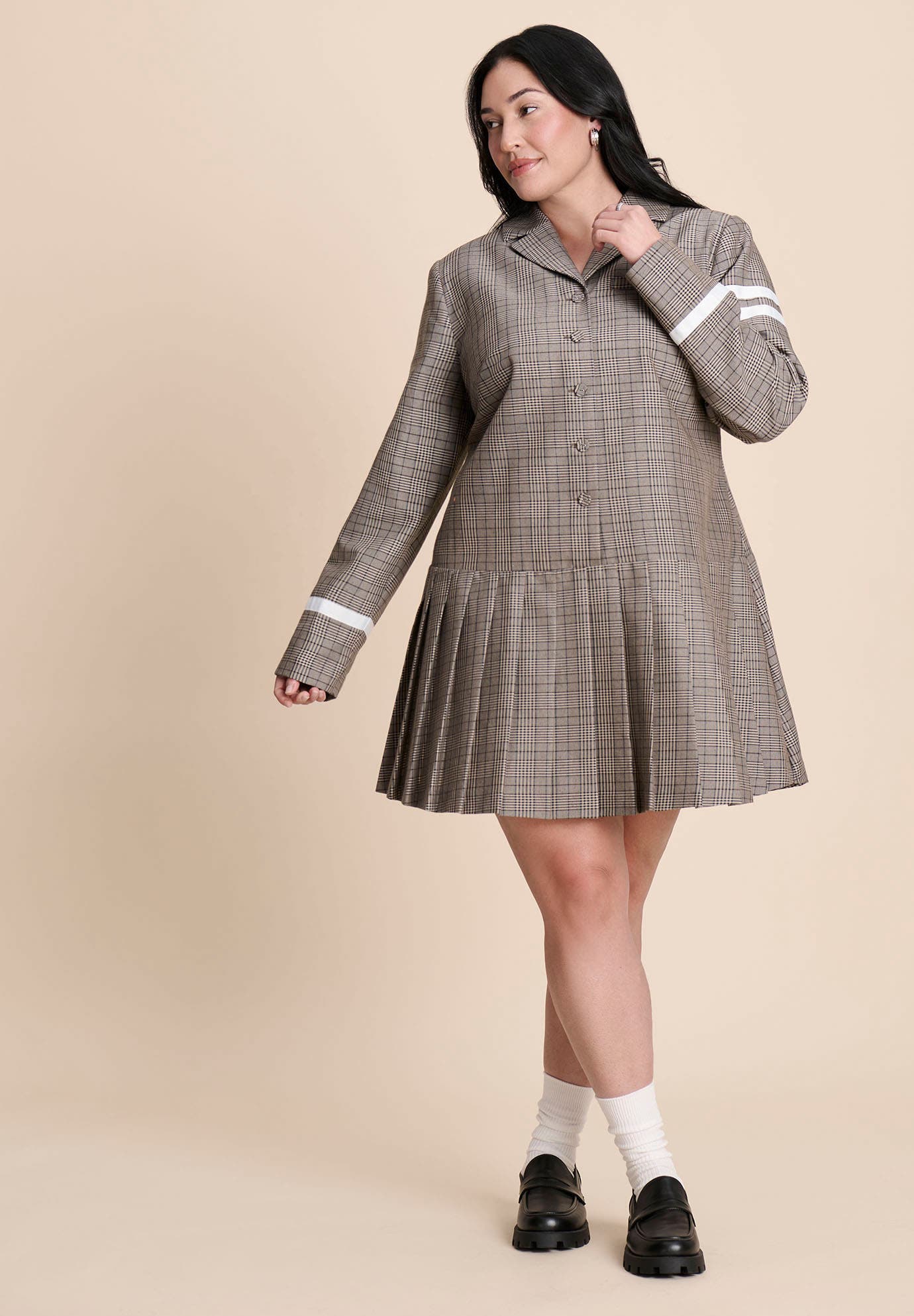 Pleated Plaid Mini Dress - image 2