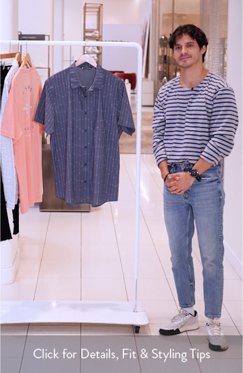 Deco Short Sleeve Cotton Blend Button-Up Shirt, sales video thumbnail