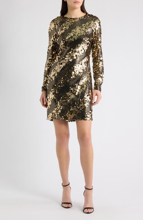 Sequin Long Sleeve Dress