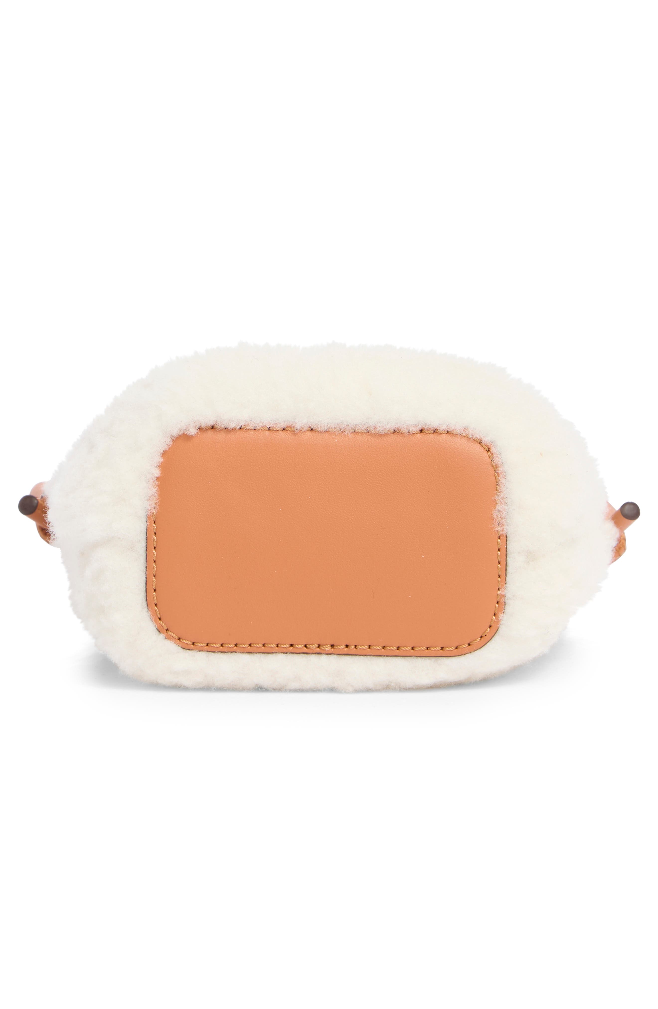 MCM Diamond Genuine Shearling Crossbody Bag, Alternate, color, White