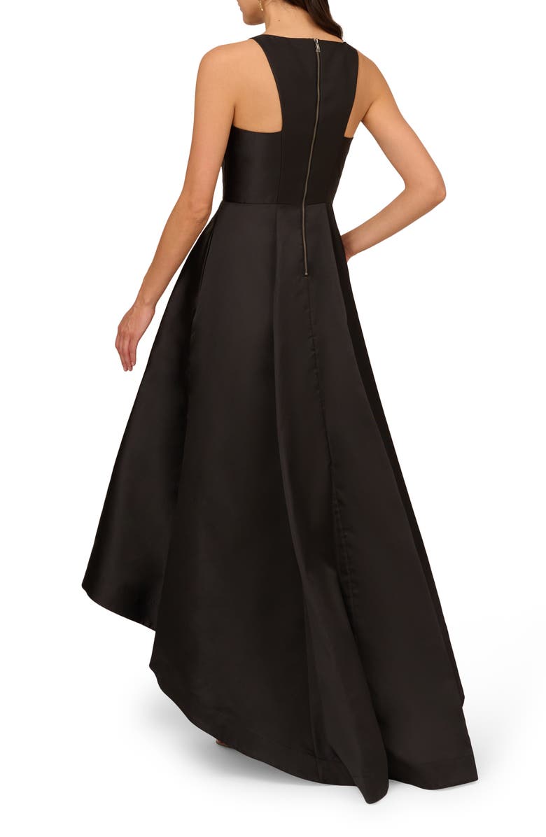 Adrianna Papell Mikado High/Low Sleeveless Gown, Alternate, color, Black