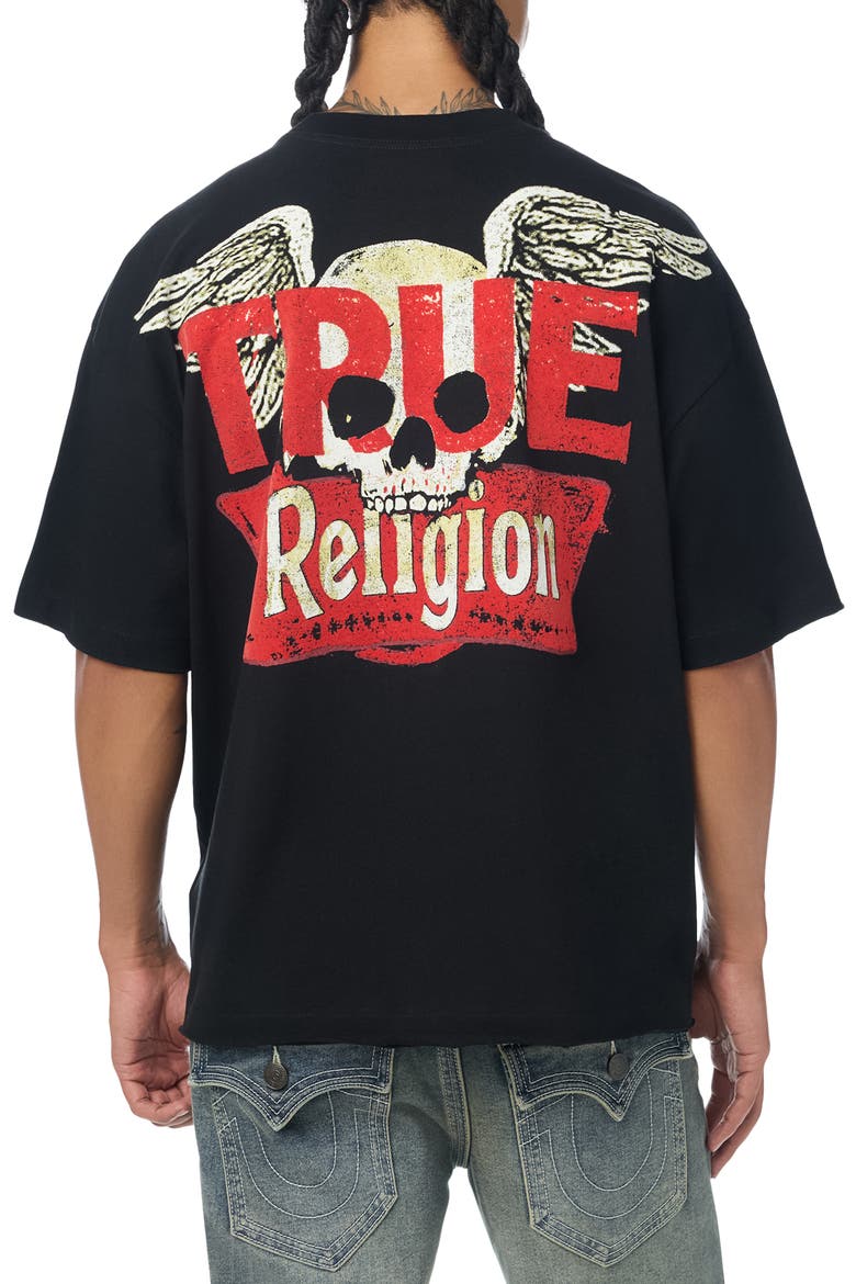 Skull Heavy Oversized Graphic Tee, Alternate, color, JET BLACK