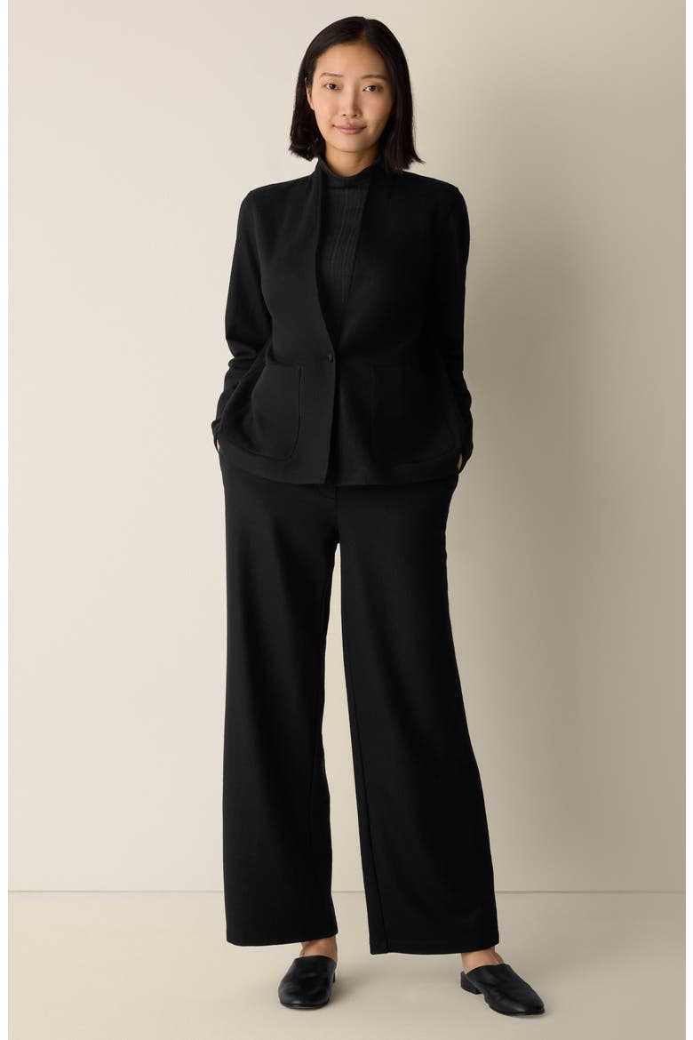 High Collar Wool Jersey Jacket, Alternate, color, BLACK