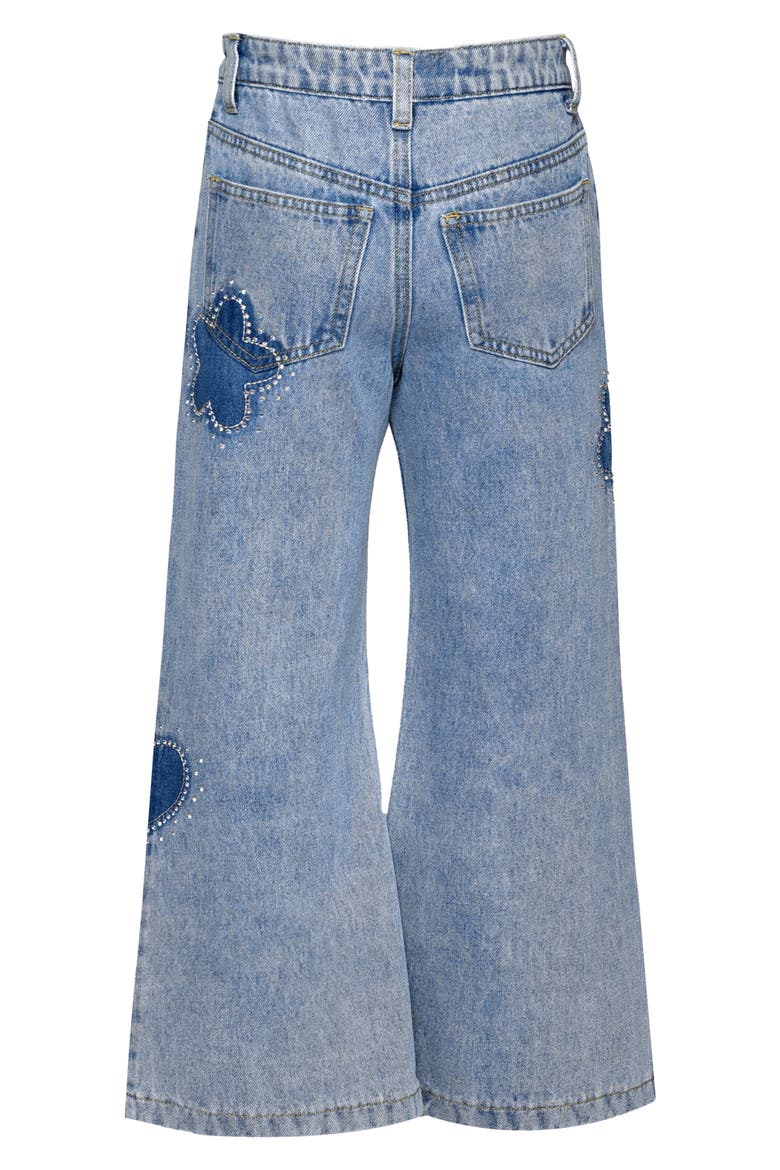 Kids' Heart Patch Wide Leg Jeans, Alternate, color, STONEWASH