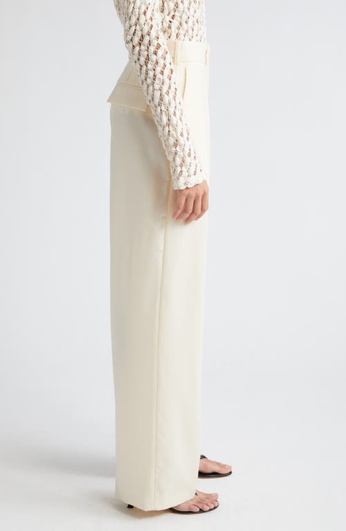 Shop Rohe Róhe Virgin Wool Wide Leg Pants In Off-white