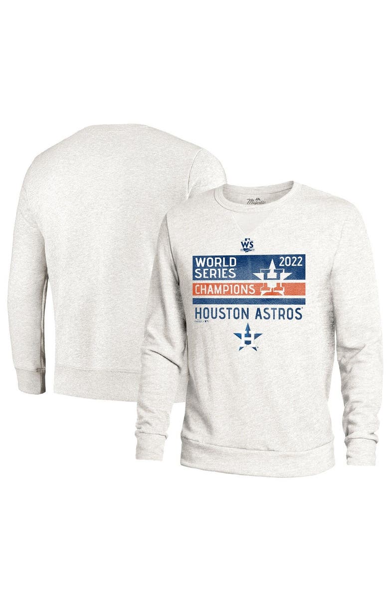 Majestic Threads Men's Majestic Threads White Houston Astros 2022 World Series Champions Front Line Pullover Sweatshirt, Main, color, 