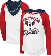 STARTER Women's G-III Sports by Carl Banks White/Heather Red Washington Capitals MVP Raglan Lightweight Hooded T-Shirt