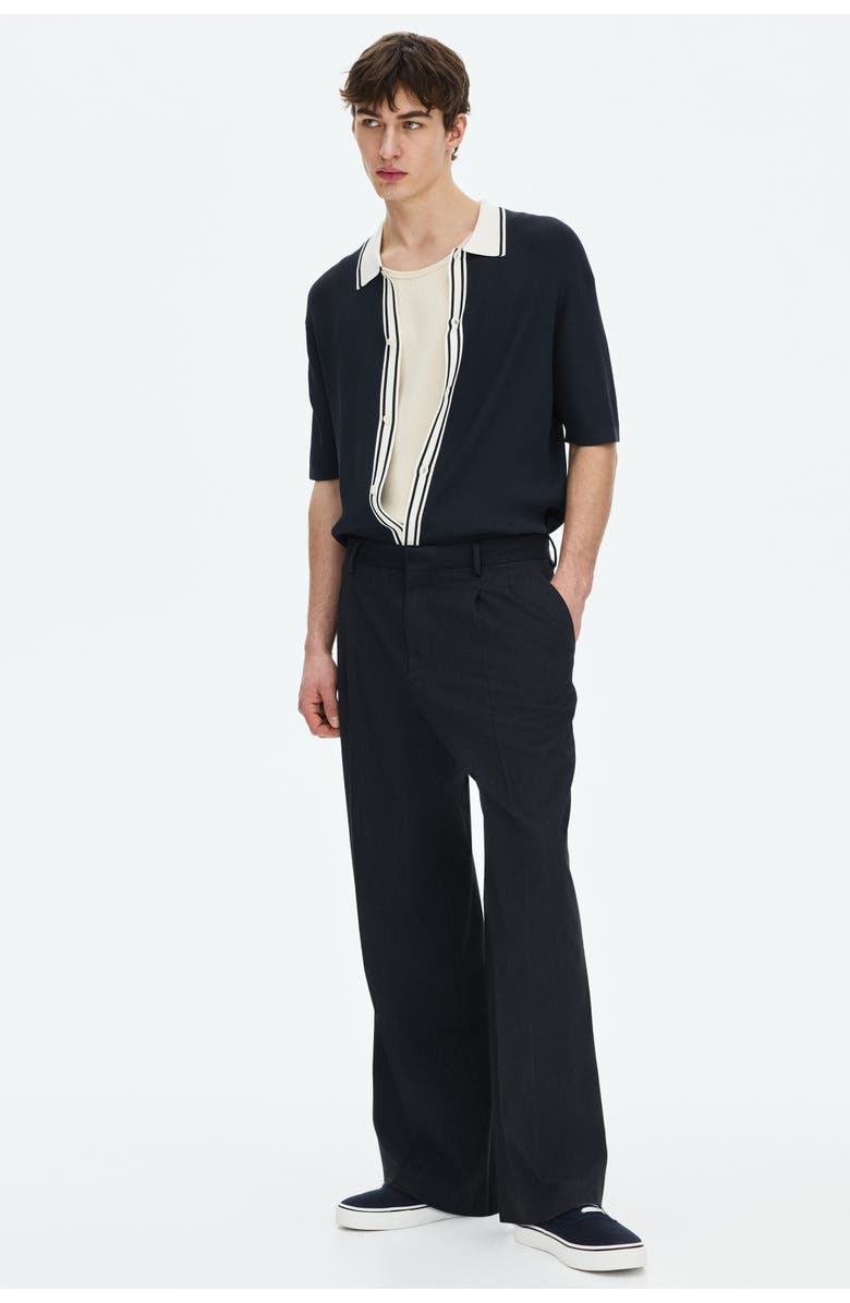 H&M Regular Fit Rib-knit Shirt, Alternate, color, Navy Blue/Color Block
