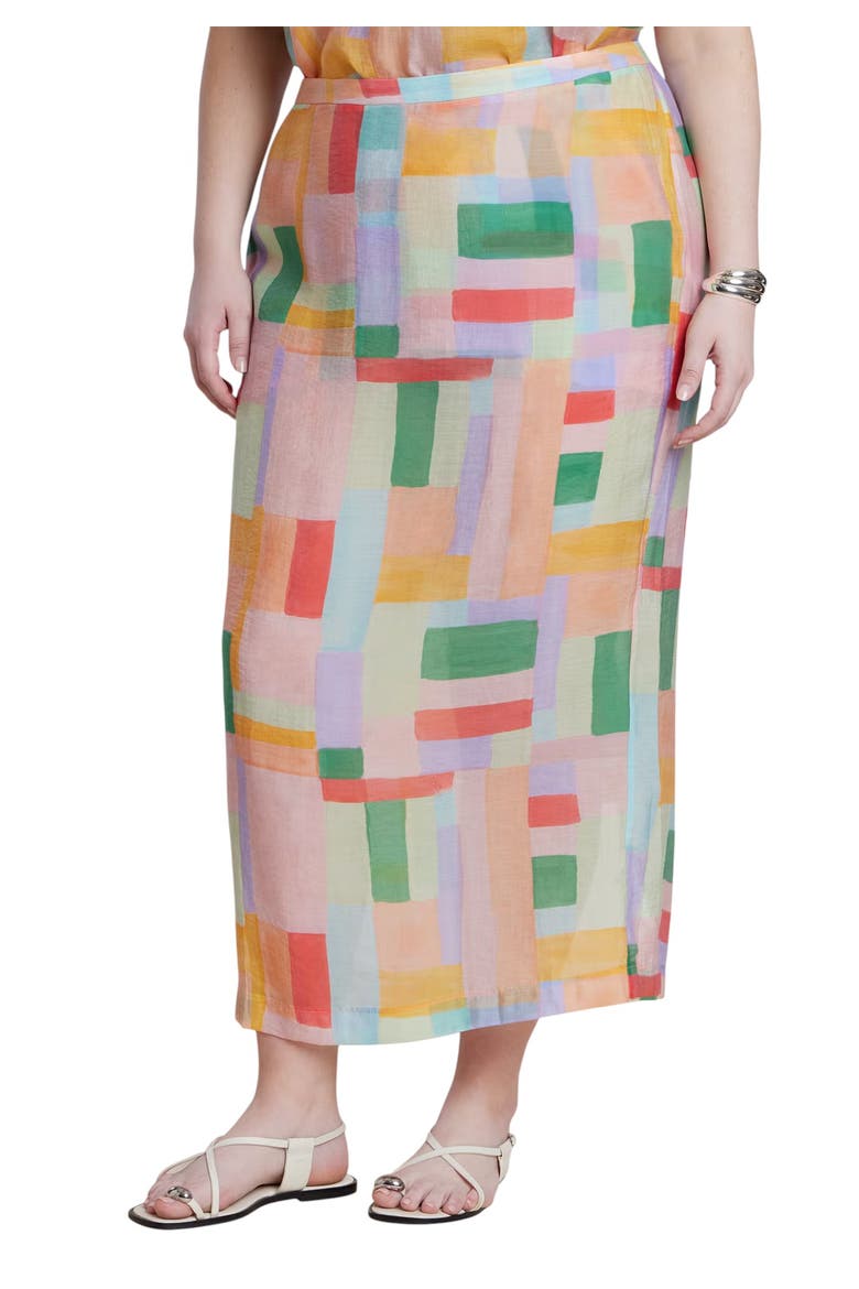 Sheer Printed Organza Skirt, Main, color, PAINTED GLASS