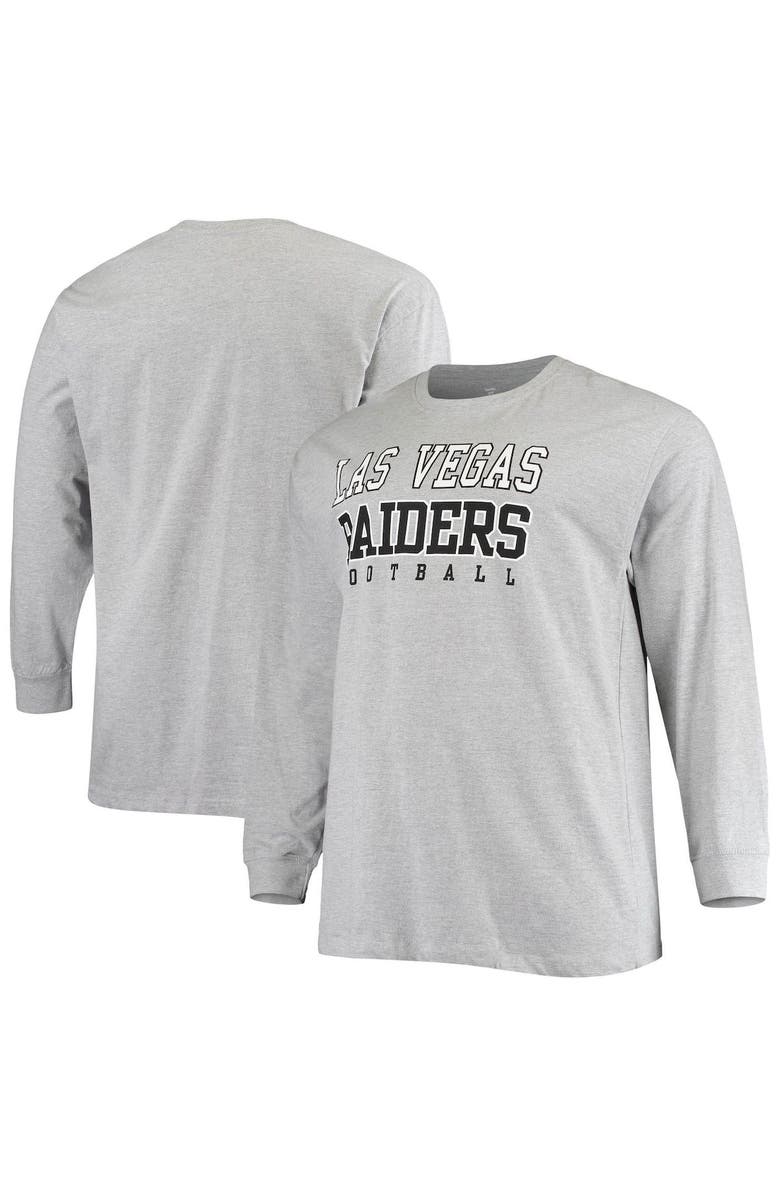 FANATICS Men's Fanatics Branded Heathered Gray Las Vegas Raiders Big & Tall Practice Long Sleeve T-Shirt, Main, color, 