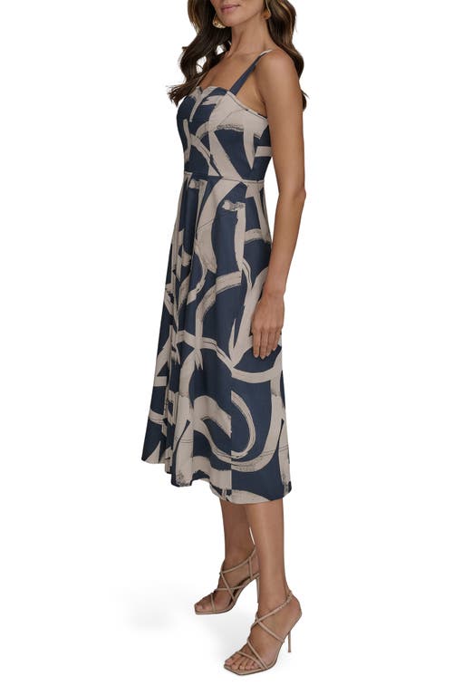 Donna Karan New York Abstract Print A-line Dress In Blue