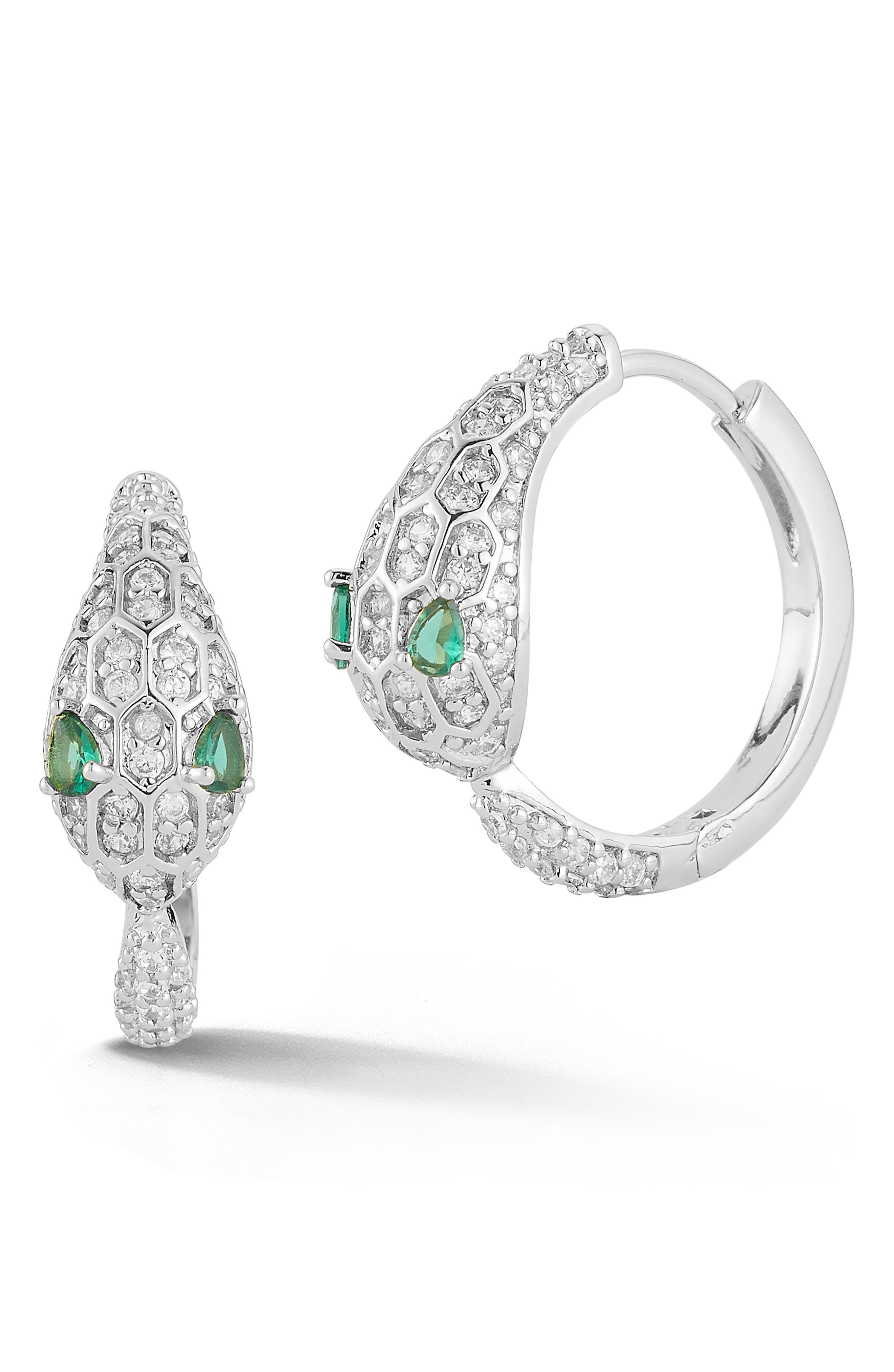 Snake Cubic Zirconia Hoop Earrings