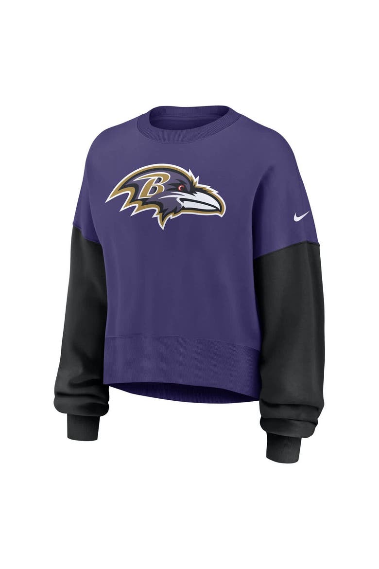 Women's Nike Purple Baltimore Ravens Oversized Color-Block Pullover Sweatshirt, Alternate, color, Purple