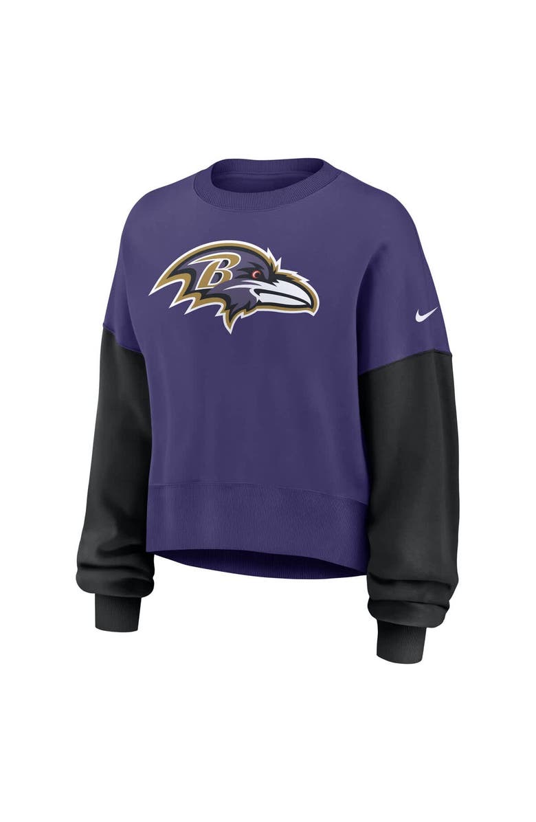 Nike Women's Nike Purple Baltimore Ravens Oversized Color-Block Pullover Sweatshirt, Alternate, color, Purple
