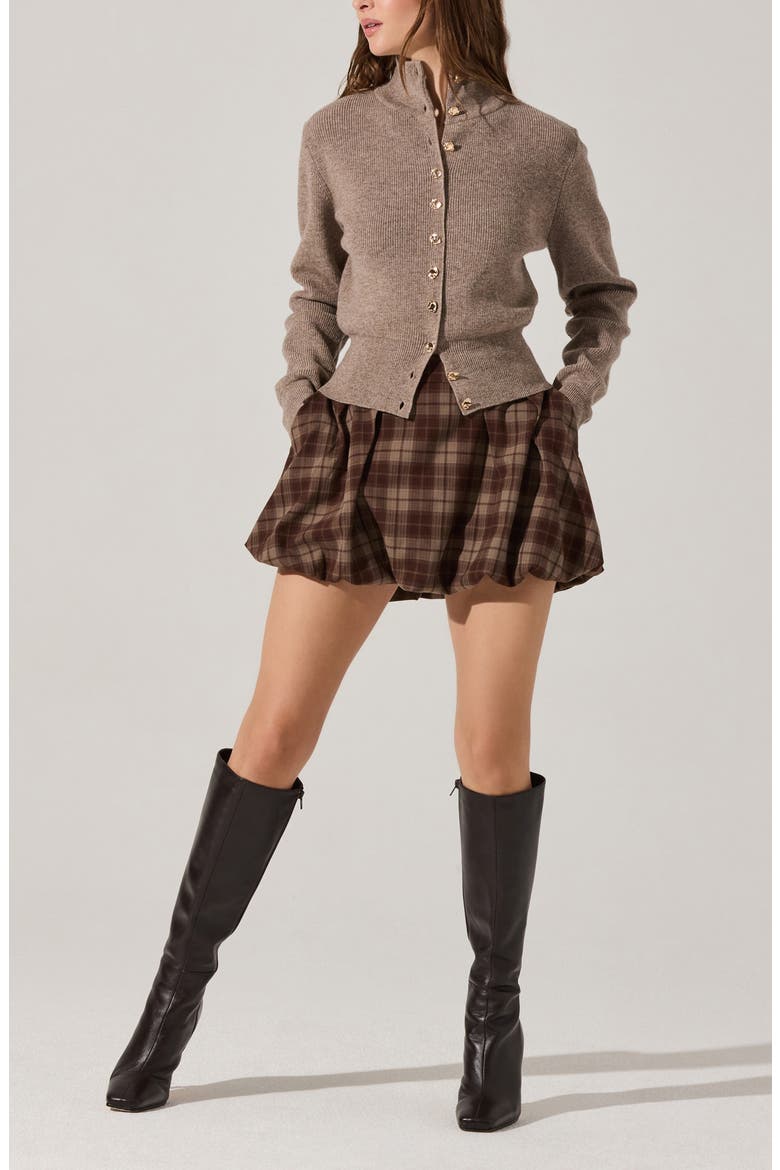 Toini Plaid Bubble Mini Skort, Alternate, color, BROWN PLAID