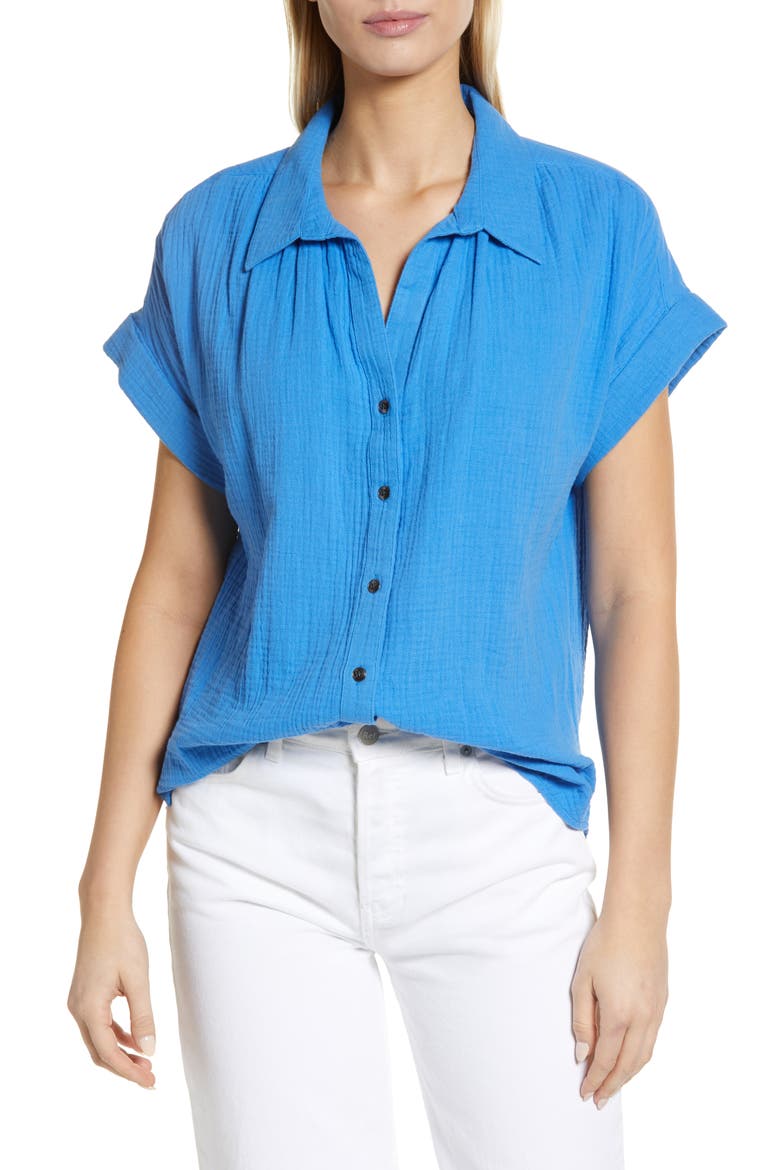 Cotton Camp Shirt, Main, color, BLUE PALACE