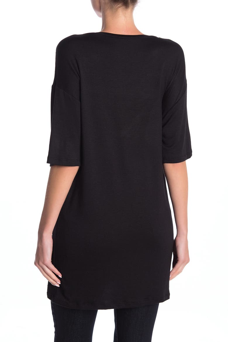 Deep V-Neck Boyfriend T-Shirt, Alternate, color, BLACK