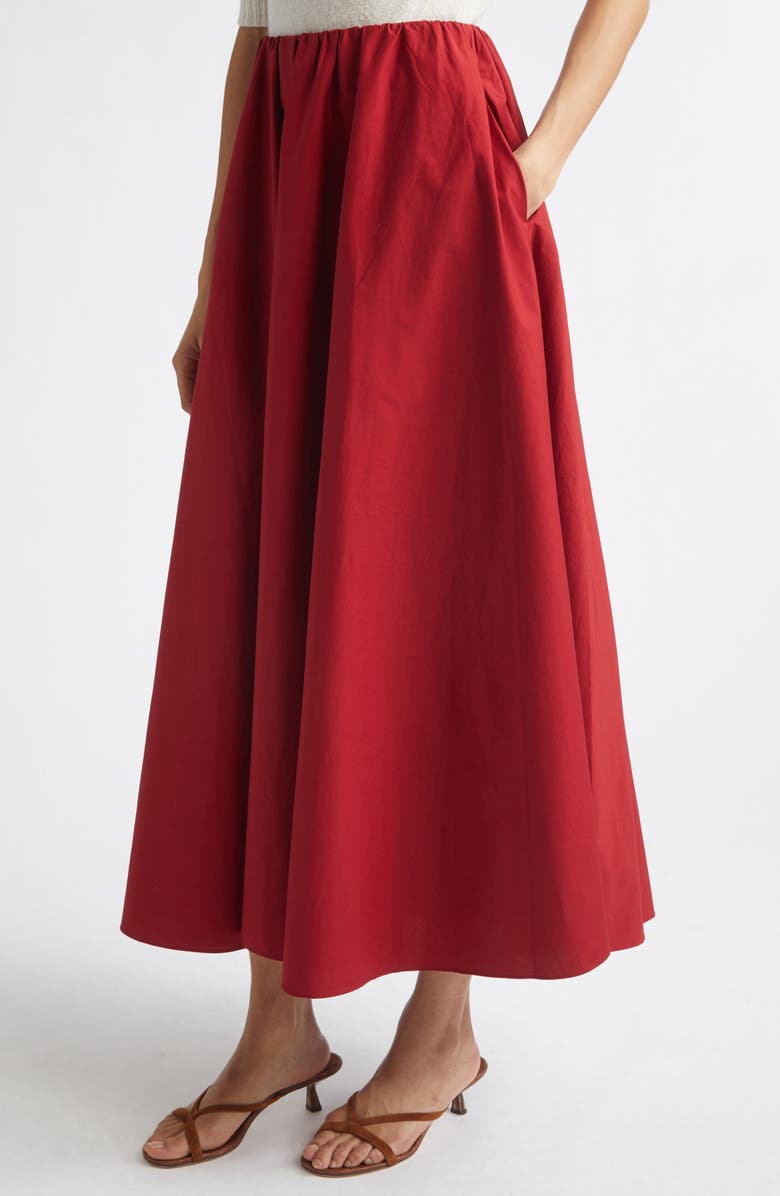 STAUD Milano Stretch Cotton Skirt, Alternate, color, Rouge