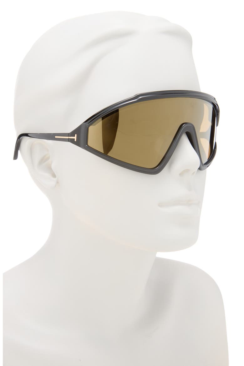 00mm Shield Sunglasses, Alternate, color, SHINY BLACK / BROWN MIRROR
