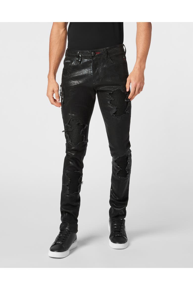 Jeans Straight Cut Camouflage Men, Main, color, BlackInk