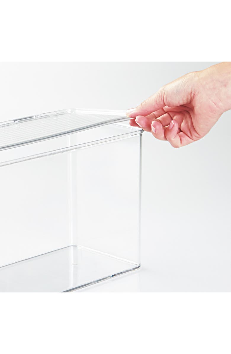 iDesign Plastic Stackable Hinged-Lid Pantry or Kitchen Storage Box - Set of 4 - Clear, Alternate, color, Clear