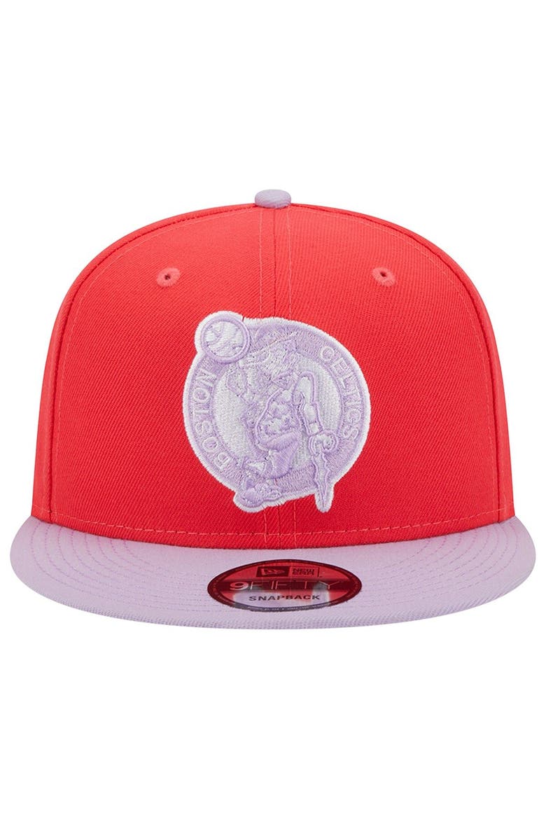 Men's New Era Red/Lavender Boston Celtics 2-Tone Color Pack 9FIFTY Snapback Hat, Alternate, color, Red
