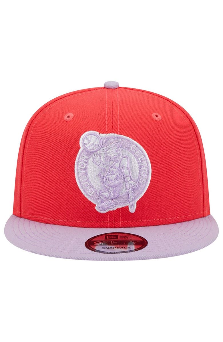 New Era Men's New Era Red/Lavender Boston Celtics 2-Tone Color Pack 9FIFTY Snapback Hat, Alternate, color, 