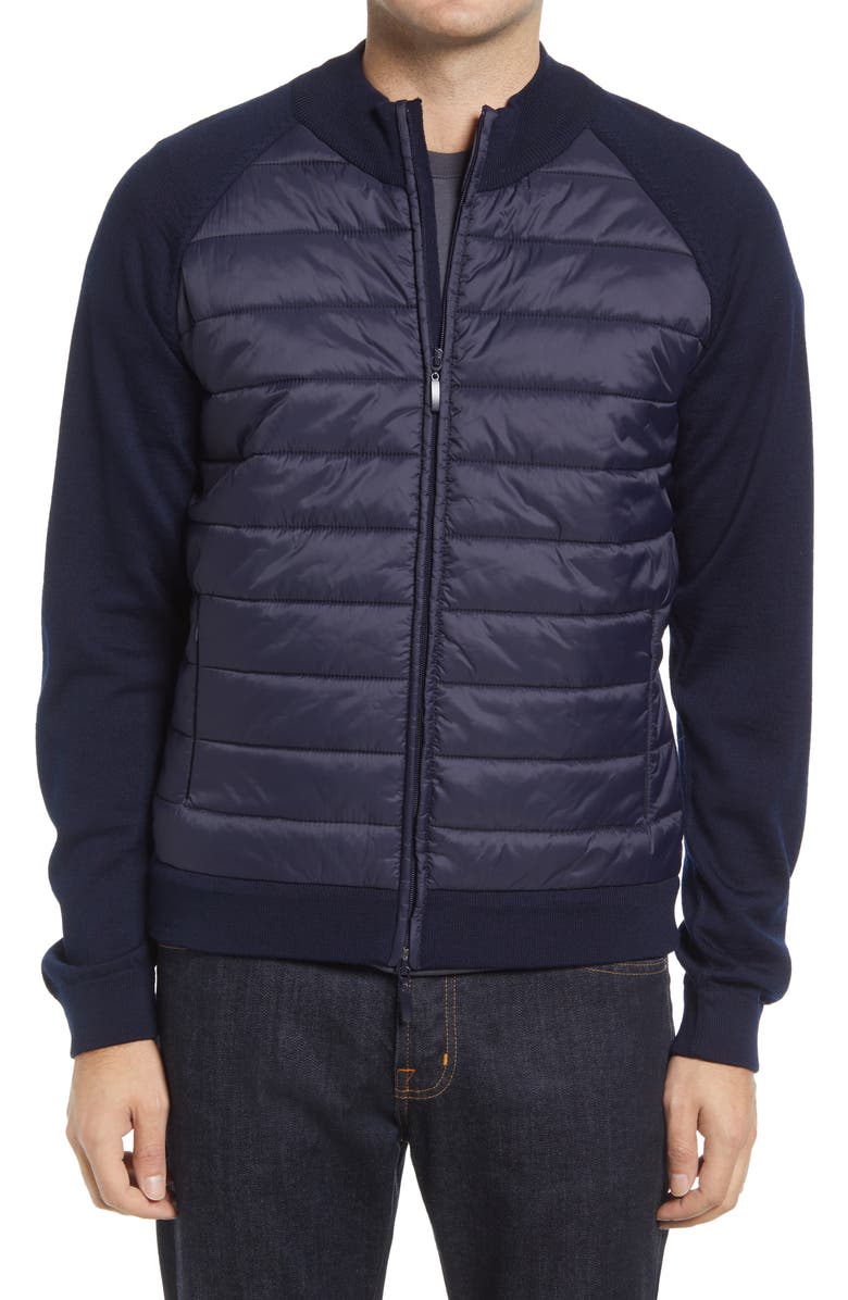 Robert Barakett Lantana Mix Media Quilted Wool Blend Jacket, Alternate, color, Navy