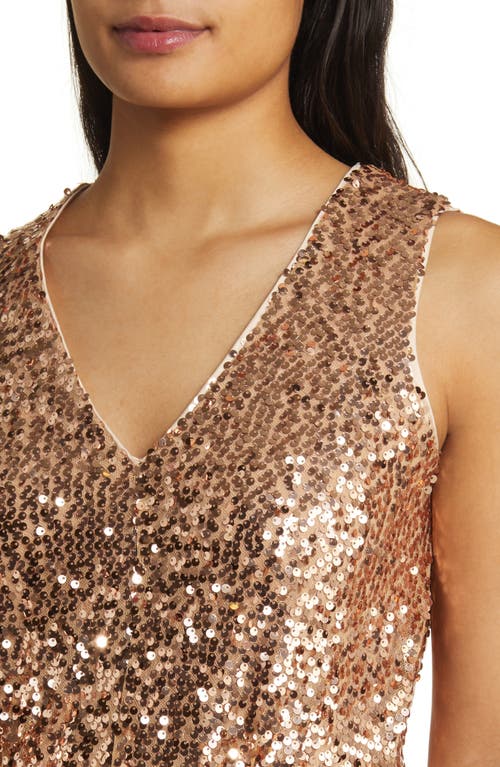Vince Camuto Sequin Sleeveless Fit & Flare Dress In Rose Gold