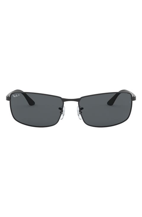 61mm Polarized Rectangle Sunglasses