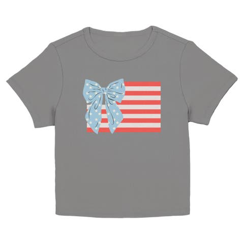 Junior's Bow Bars and Stars Short Sleeve Baby T-Shirt