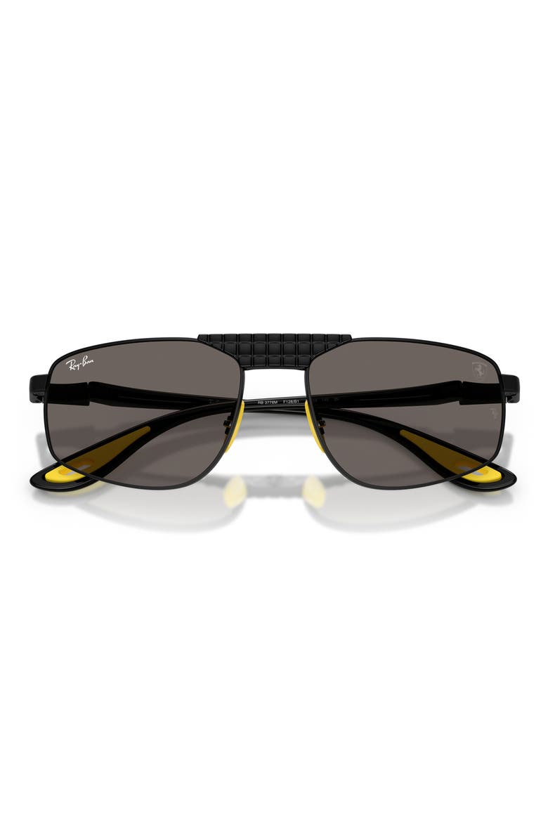 58mm Ferrari Irregular Sunglasses, Alternate, color, MATTE BLACK / DARK GREY