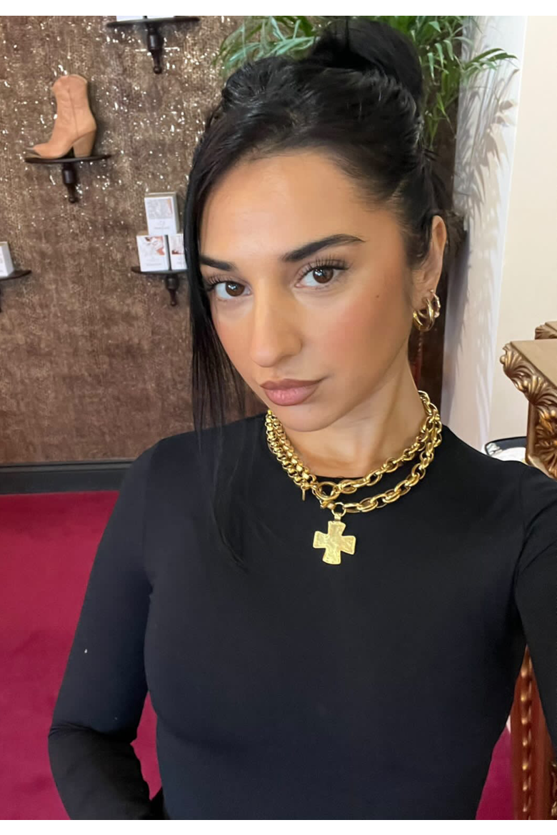 Madonna Necklace, Alternate, color, Gold