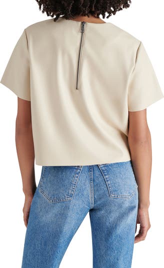 売れ筋商品|||スティーブ マデン カットソー トップス レディース Women's Ezra Faux Leather Top Bone STEVEMADDEN_APPAREL_BO304325_B