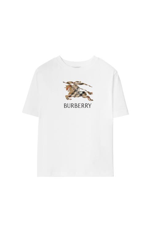 Burberry Ekd Check Cotton T-shirt In White