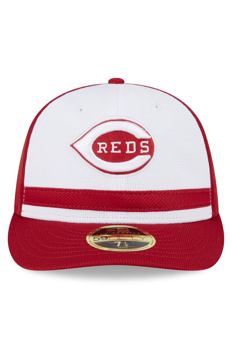New Era Men's New Era  White Cincinnati Reds 2024 Batting Practice Low Profile 59FIFTY Fitted Hat, Alternate, color, White